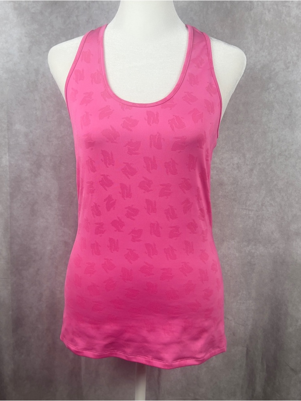 Rabbit Running Tank Top Womens Small Pink Logo All Over Print Workout Gym